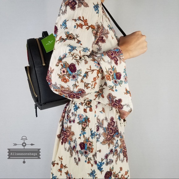 Kate spade Leopard Run Wild Tomi Backpack Black - Picture 7 of 8